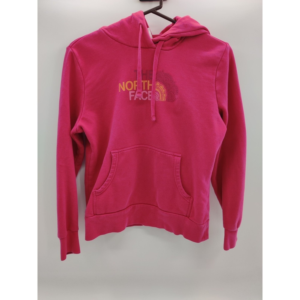The North‎ Face Womens Pink Fleece Hoodie Mandala Logo Pullover Size Small